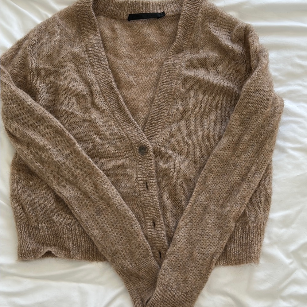 Jenni Kayne Mohair Boyfriend Cardigan in the color stone